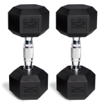 Hex Dumbbells Rubber Coated Pair 25 lbs