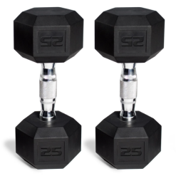 Hex Dumbbells Rubber Coated Pair 25 lbs