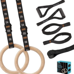 Gymnastics Rings Wooden 1.1 inch Straps